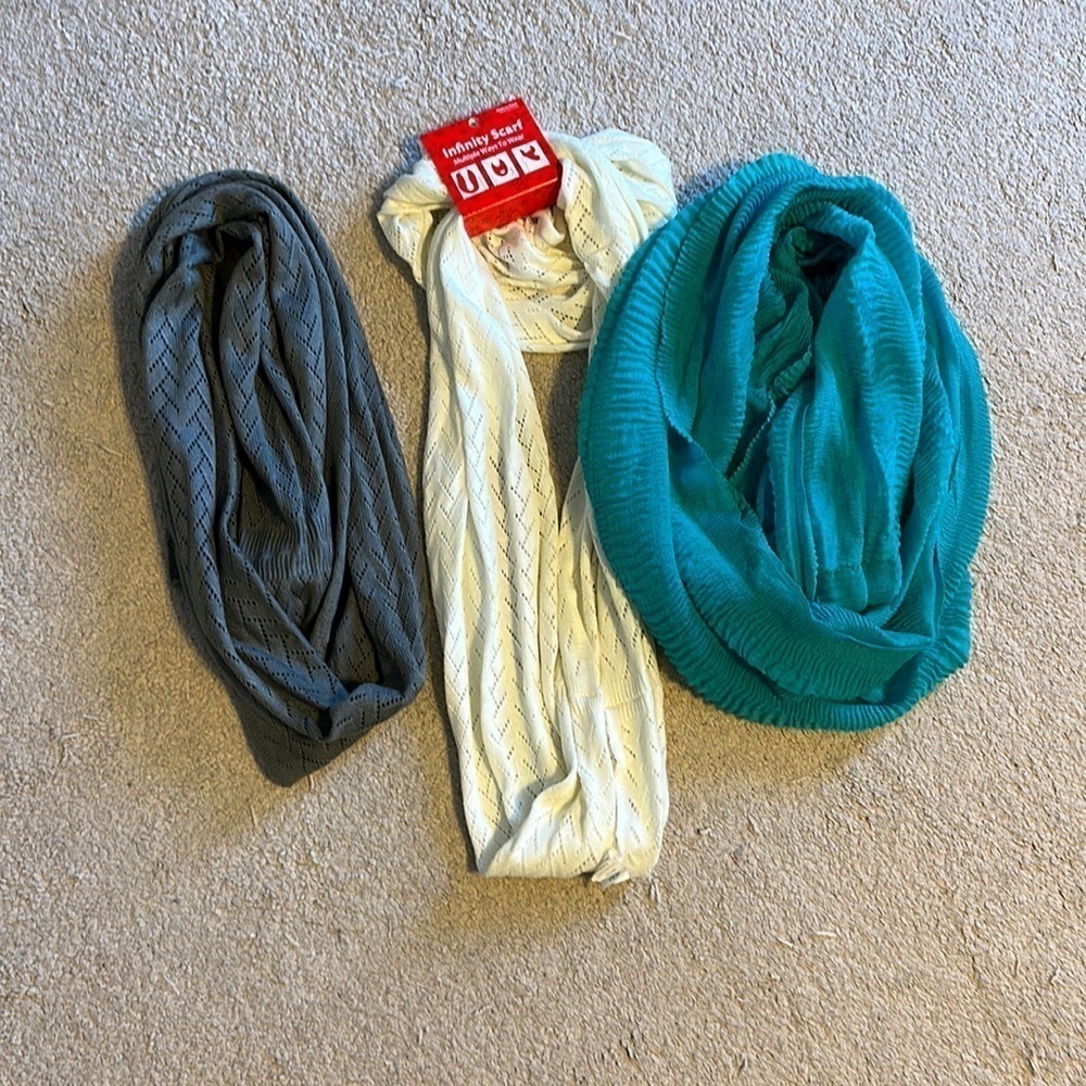 3 infinity scarves! One brand new with tags!